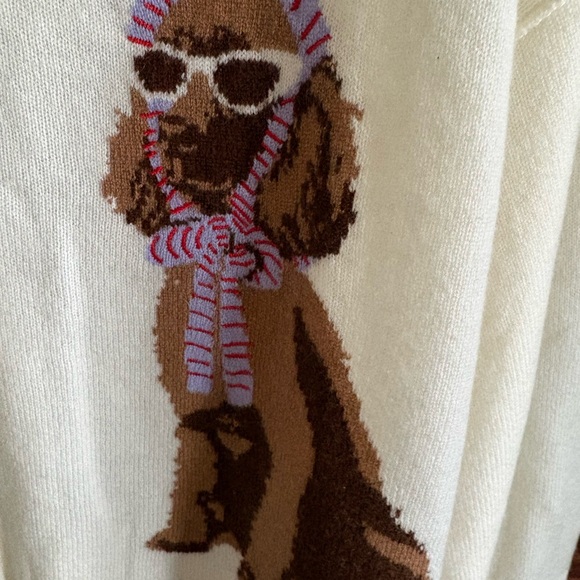 Anthropologie Cream Cardigan with Dog Motif - Picture 2 of 4